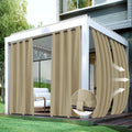 Outdoor Curtains for Patio Waterproof 4 Panels Taupe - Windproof