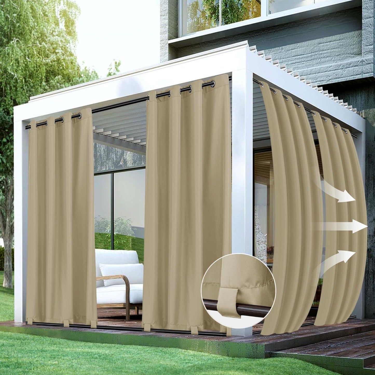 HolidayIdeas Outdoor Curtains for Patio Waterproof Privacy 54x95