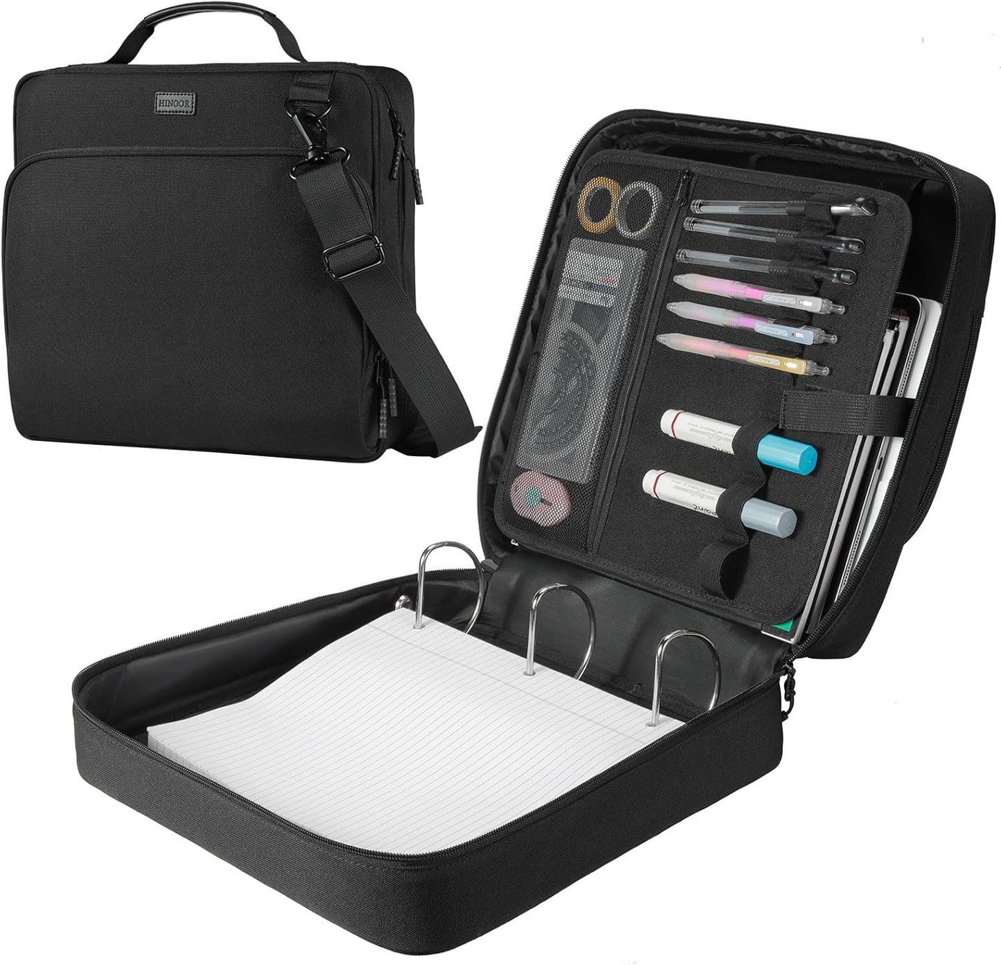 3-Inch 3-Ring Zipper Binder with Shoulder Strap for Students