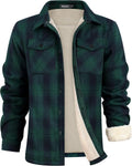 Men's Flannel Fleece Shacket - Sherpa Lined Plaid Winter Jacket