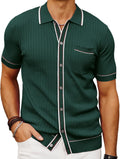 PJ PAUL JONES Vintage Retro Short Sleeve Button Down Polo Shirt