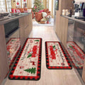 Christmas Kitchen Rugs 2 Pc L Shape Mat Set - Cushioned Non-Slip