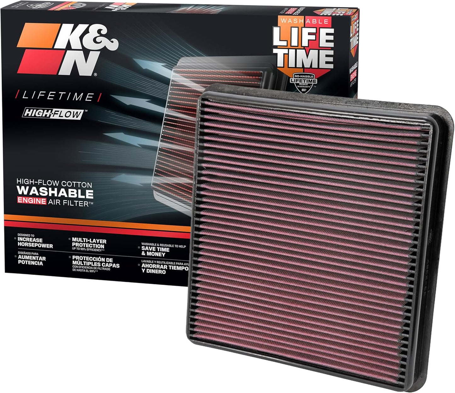 K&N High-Flow Engine Air Filter for Lexus/Toyota Vehicles