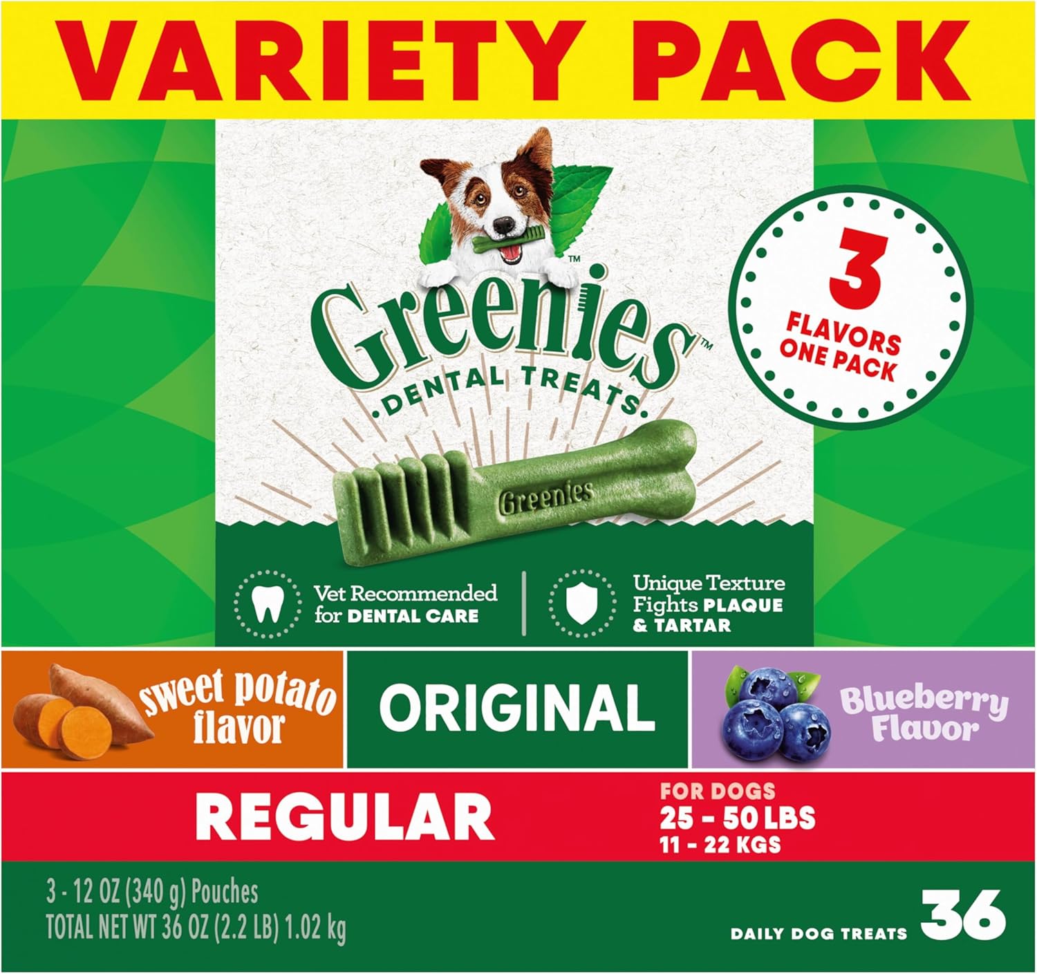 Greenies Regular Dental Dog Treats for Healthy Teeth and Breath