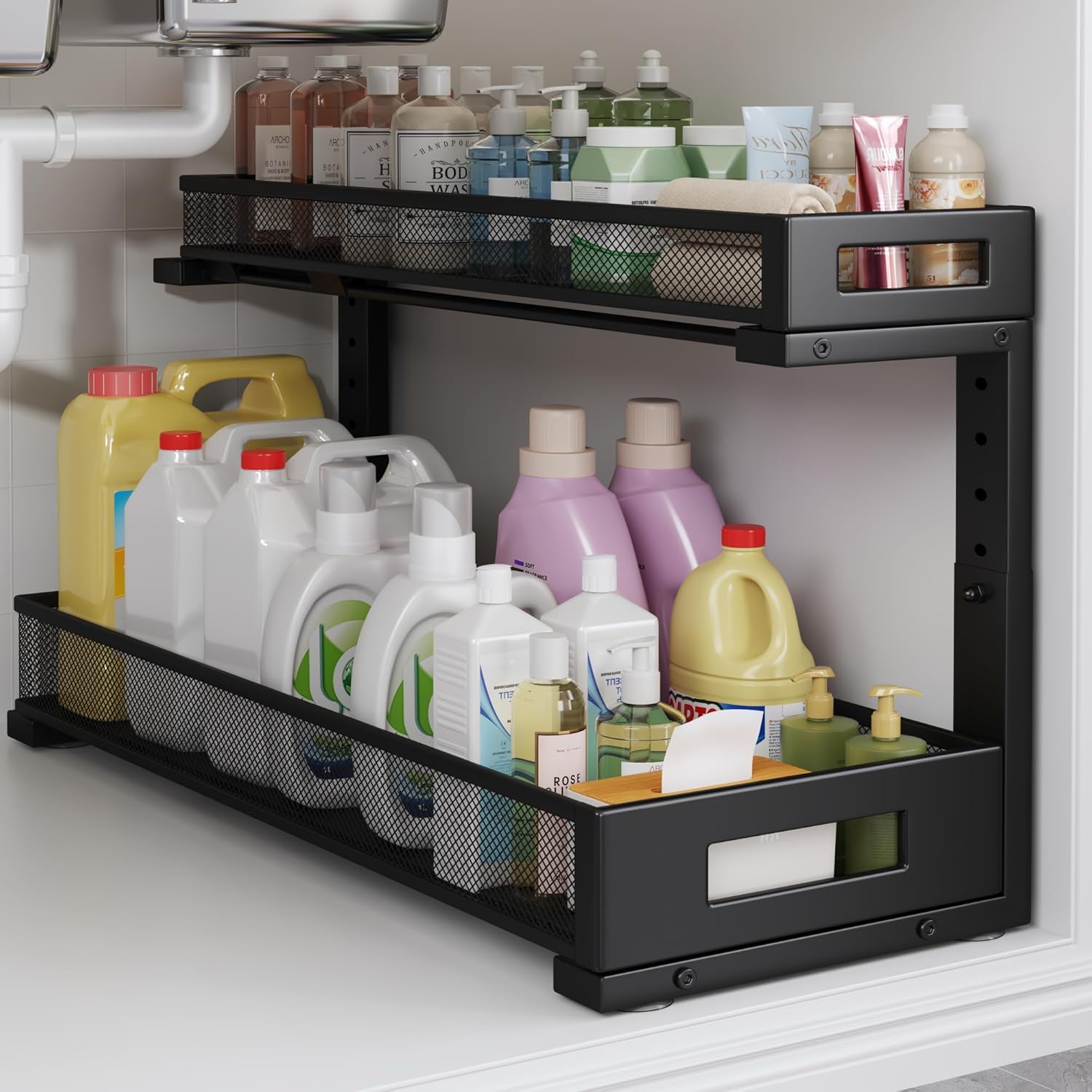 20.47IN Depth Under Sink Storage Organizer for Kitchen and Bathroom