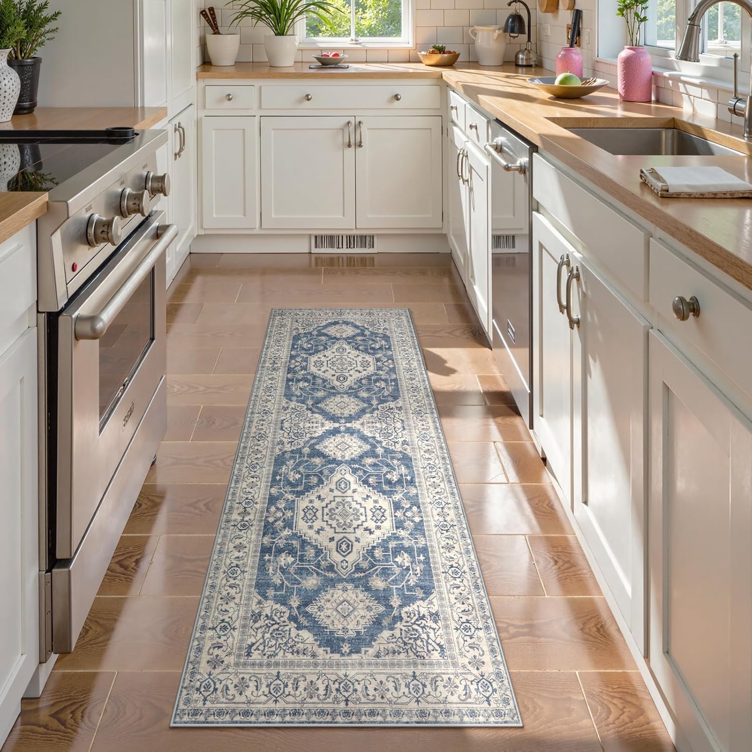 Lahome Oriental Washable Kitchen Runner Rug for Hallway Use