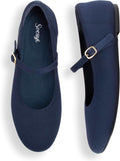 Women's Knit Round Toe Mary Jane Flats - Adjustable Comfort