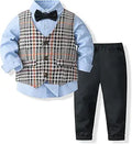 Boys Elegant 3-Piece Suit Set - Shirt, Vest with Flower & Pants