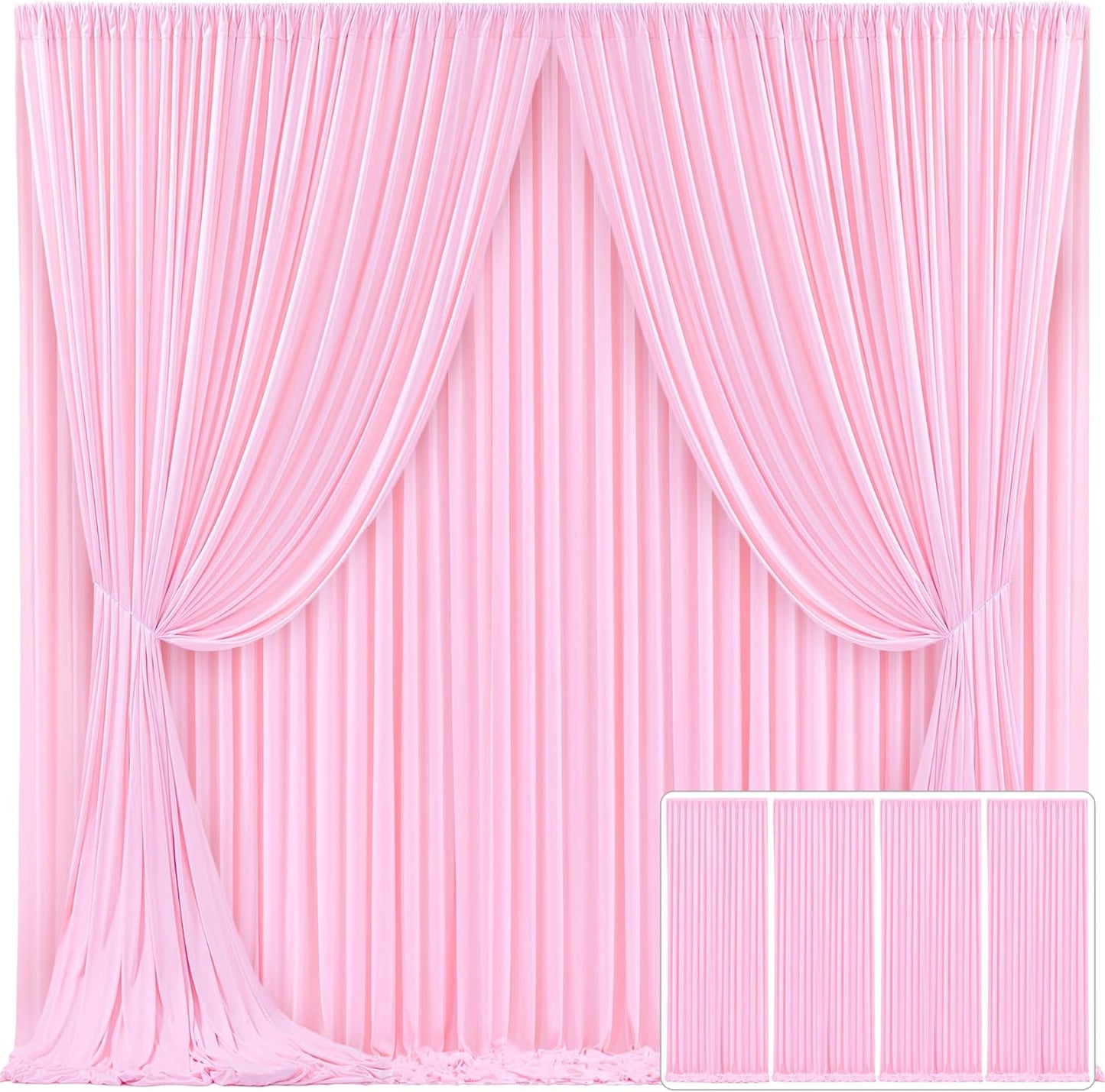 4 Panels Pink Backdrop Curtain for Parties and Events