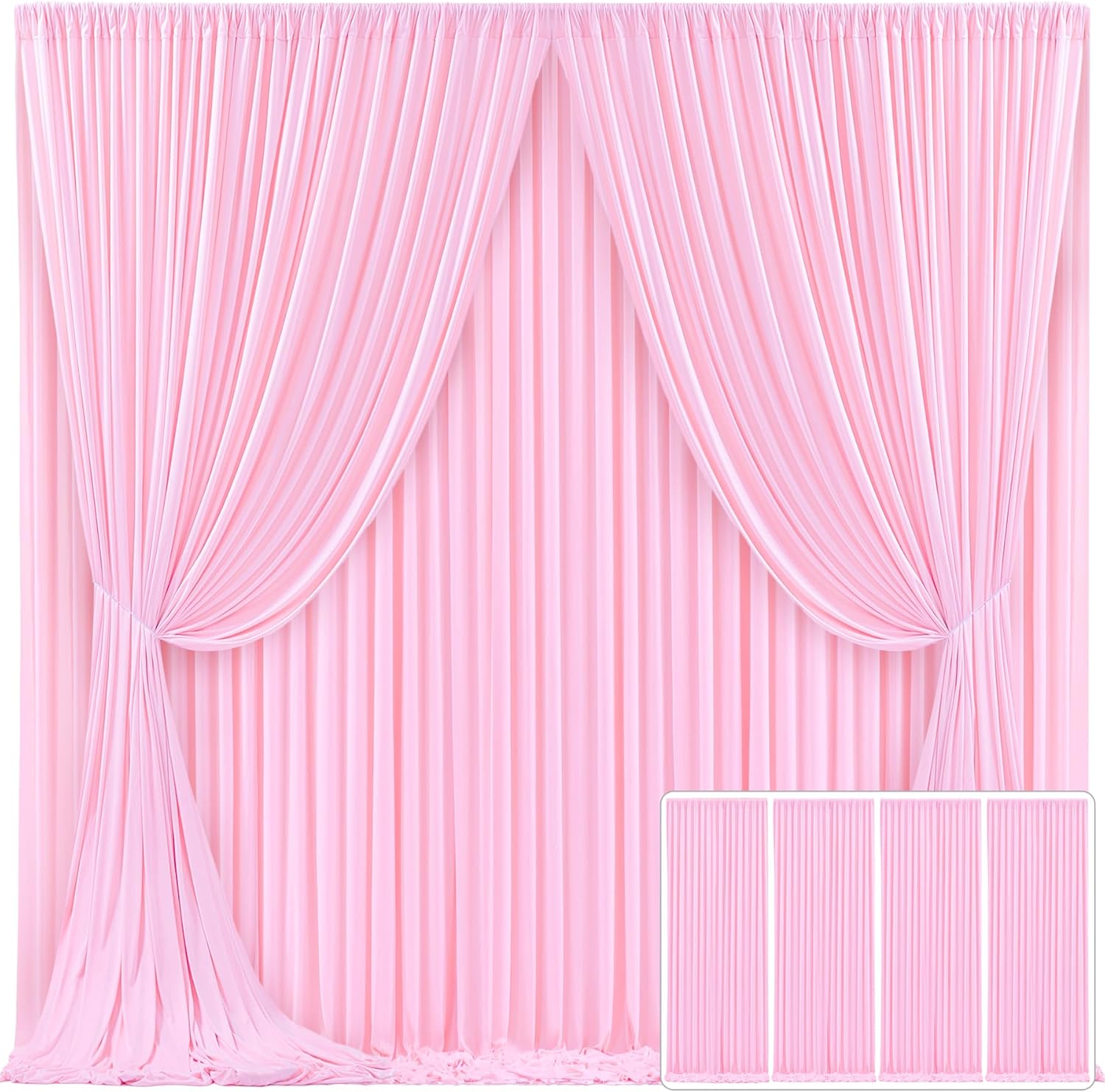 4 Panels Pink Backdrop Curtain for Parties and Events