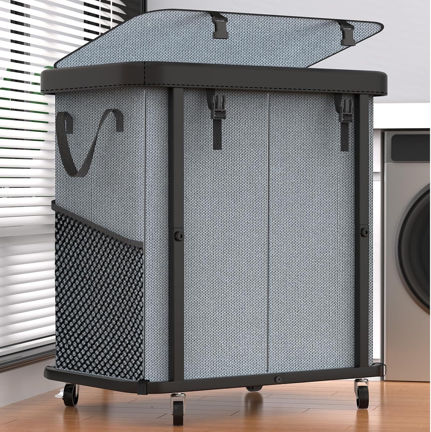 190L Large Fashion Laundry Basket with Wheels for Easy Use