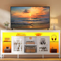 Tall TV Stand for 75 in TV with LED Lighting and Storage - Modern