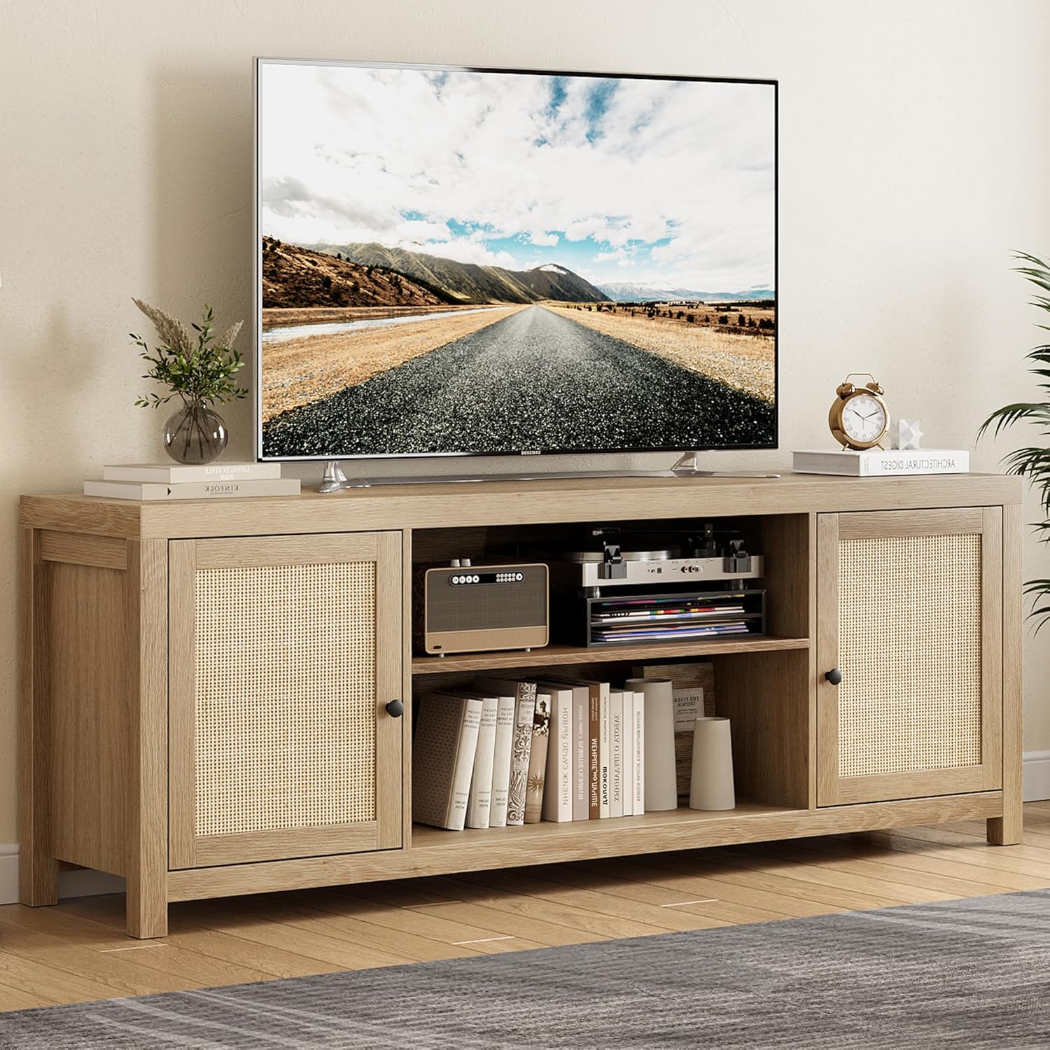 Rattan Boho TV Stand: Stylish Storage Solution