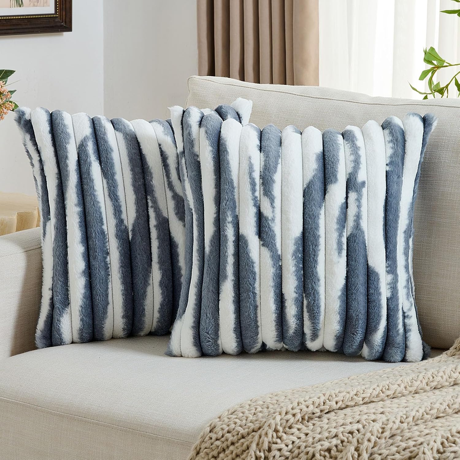 FUTEI Blue Decorative Throw Pillow Covers for Modern Home Decor