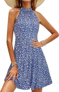 OUGES Women's Halter Neck Floral Summer Casual Sundress (Style V198)