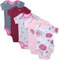 HonestBaby baby-girls 5-pack Short Sleeve Bodysuits - Soft Organic PVC