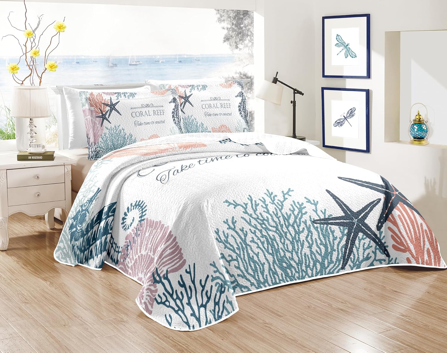 Coastal Bedding King Size Shams Nautical Beach Comforter Set