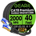 Cat8 Outdoor Ethernet Cable 40ft - Waterproof, Direct Burial