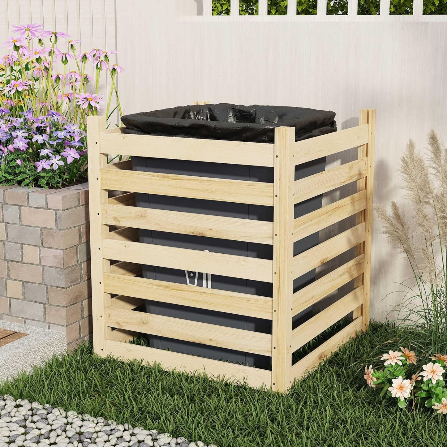 Decorative Outdoor Privacy Fence for Concealing Trash & Pool: Lovinouse 3-Panel Screen
