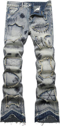 Baylvn Men's Patchwork Slim Fit Denim Jeans - Comfort Skinny Biker