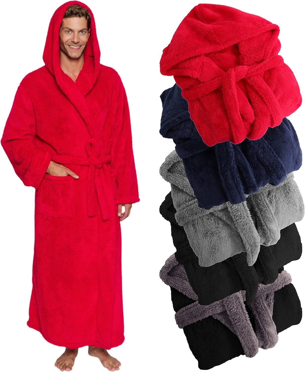 Ross Michaels Mens Luxury Hooded Bath Robe for Big and Tall