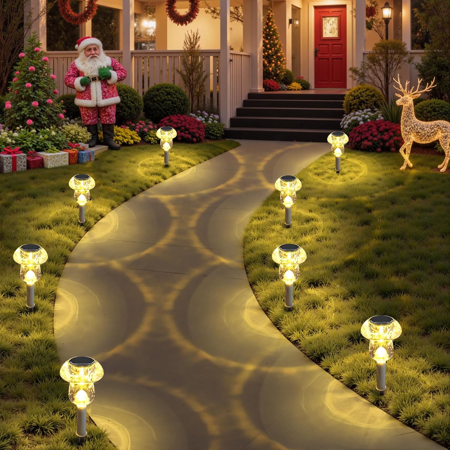 Solar Lights Outdoor - 16 Pack Waterproof Mushroom Design