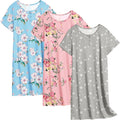 3 Pack Women Sleepshirts Short Sleeve Nightgowns - Soft Stretch