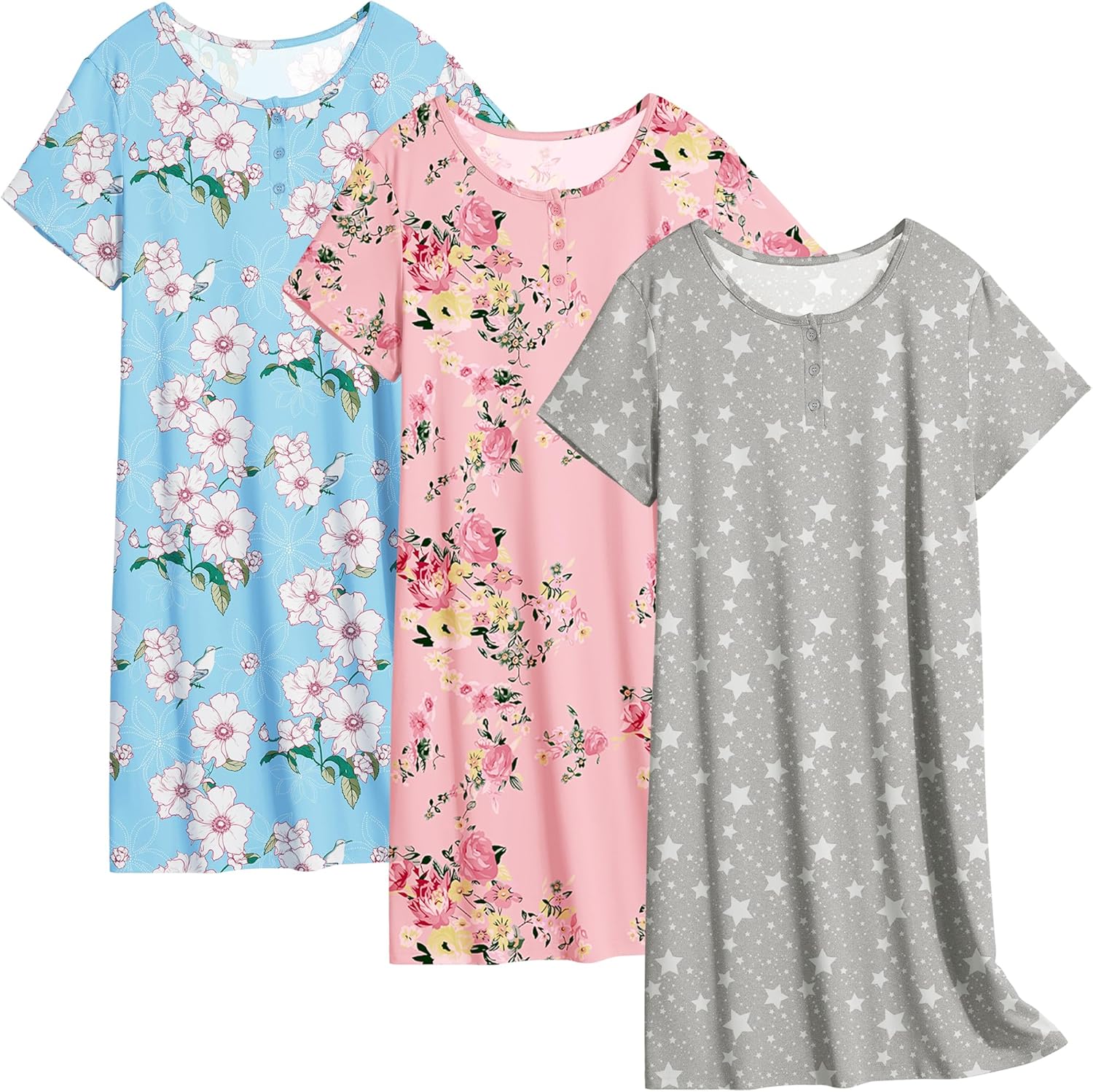 Ekouaer 3 Pack Women's Sleepshirts for Ultimate Comfort