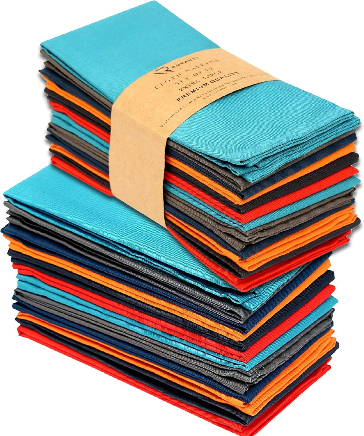 Ruvanti Cloth Napkins Set of 24, Durable 18x18 Inch Napkins