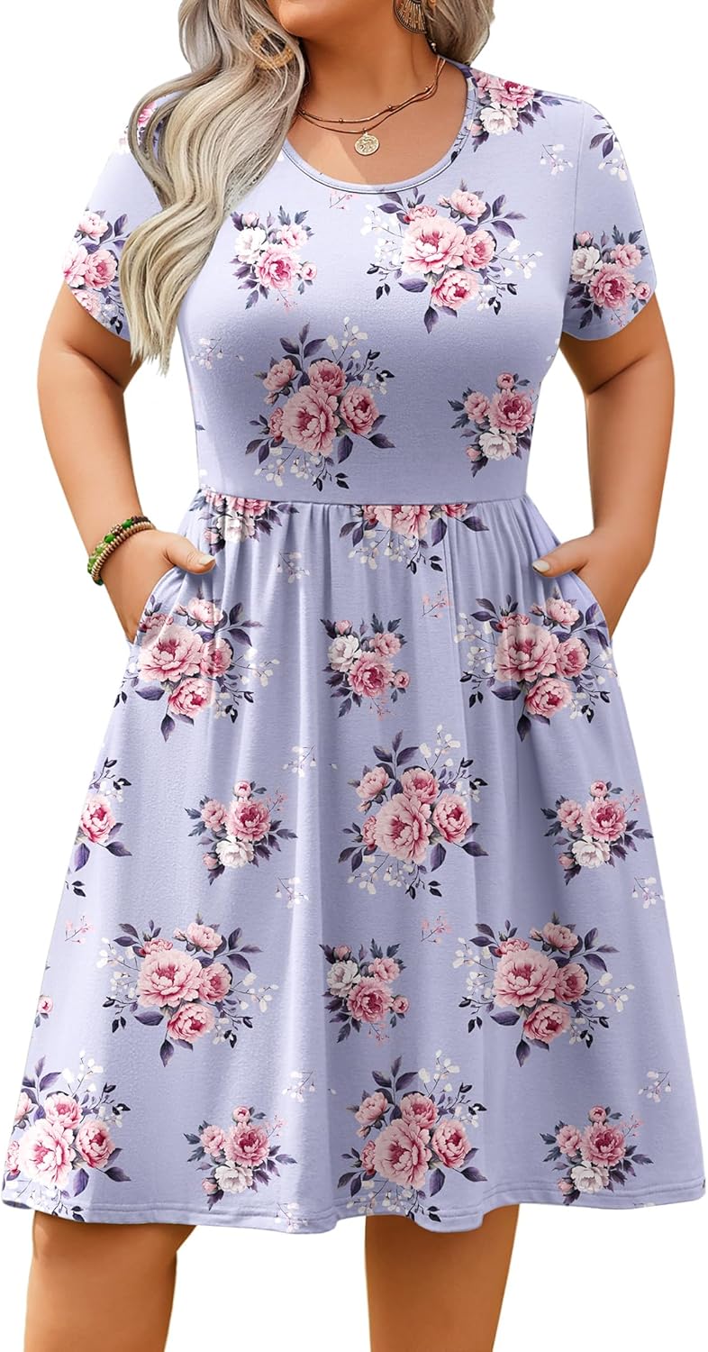IN'VOLAND Womens Plus Size Summer Dress with Pockets and Style