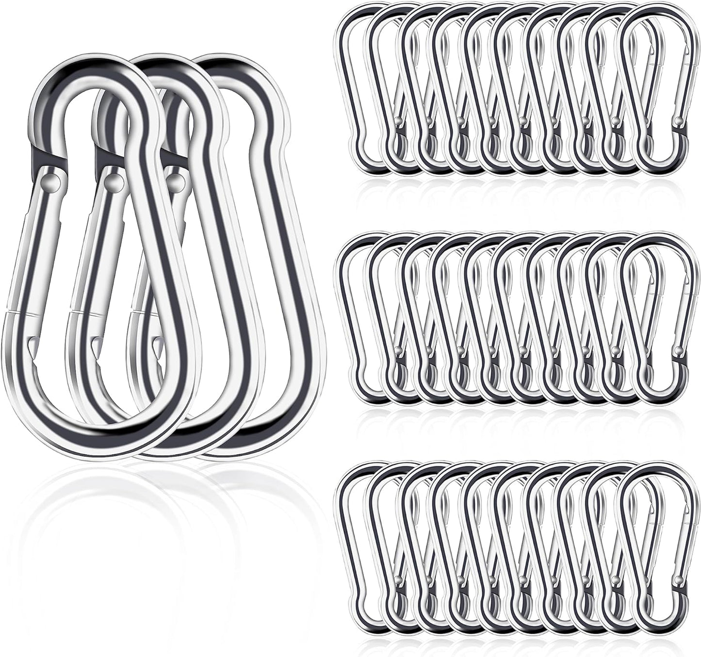 30pcs Small Stainless Steel Carabiners Clips - Secure your Gear!