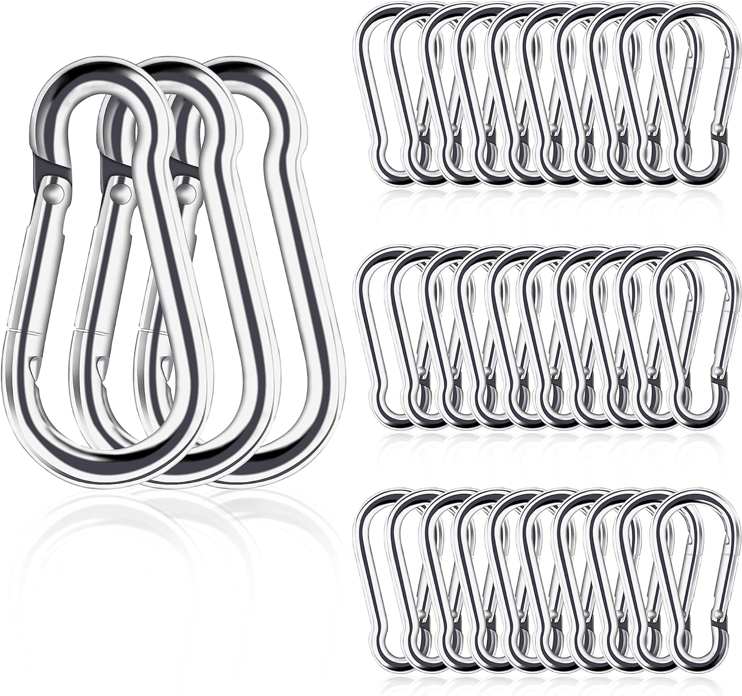 30pcs Small Stainless Steel Carabiners Clips - Secure your Gear!