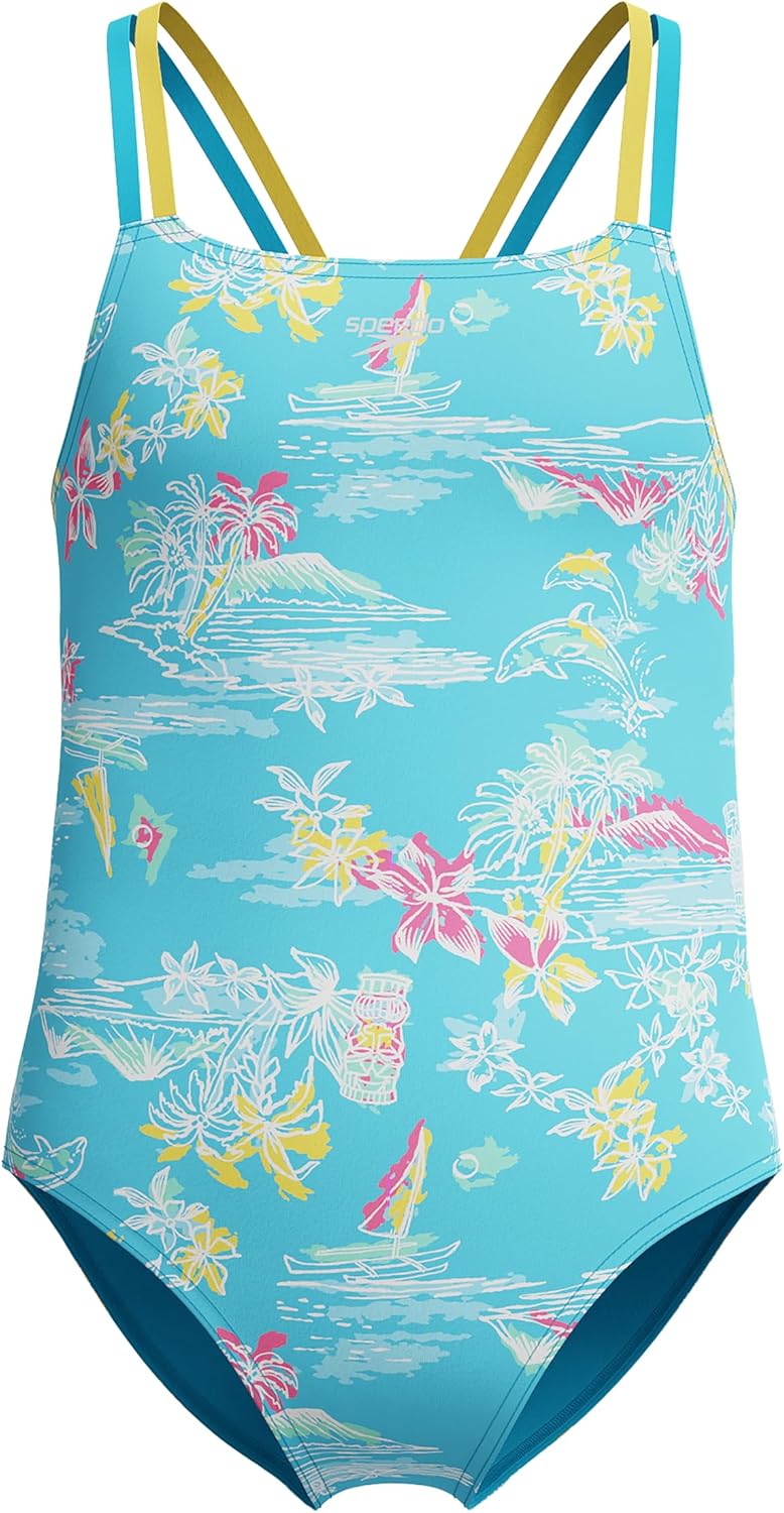 Speedo Girl's One Piece Swimsuit with Thin Straps for Comfort