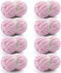 Chunky Chenille Yarn for Hand Knitting - Super Bulky 8 Rolls (Light