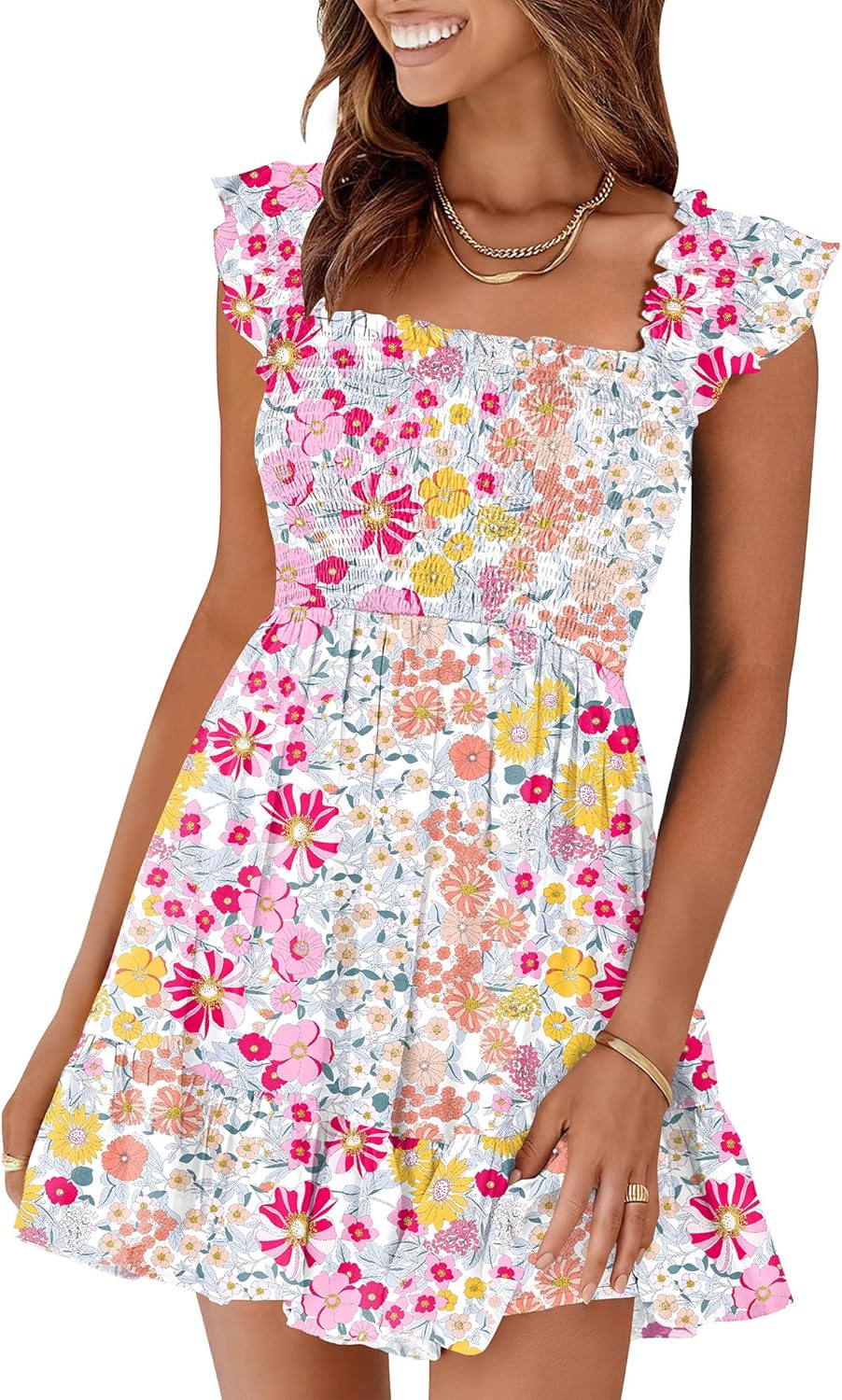 Prinbara Womens Summer Casual Square Neck Sundress for Beach