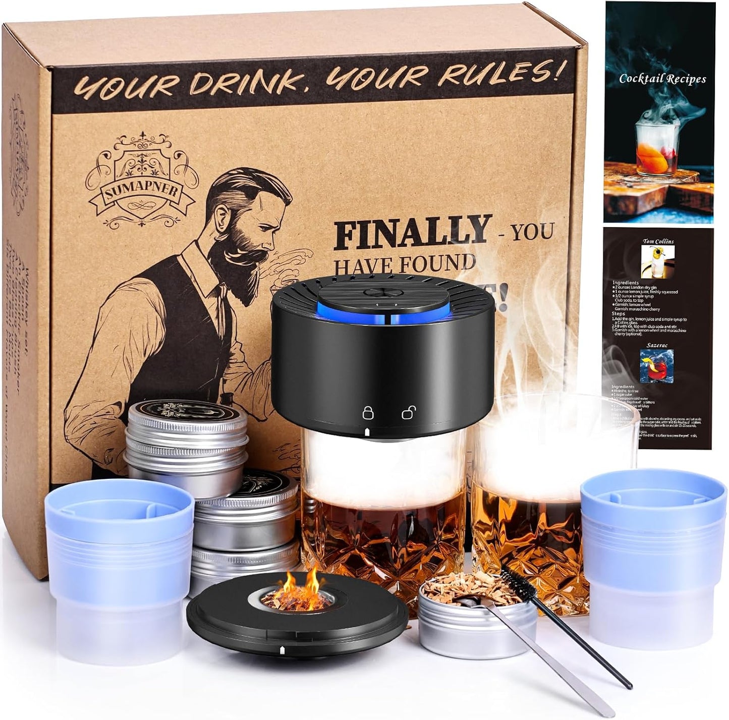 Electric Whiskey Cocktail Smoke Kit for Perfectly Smoked Drinks