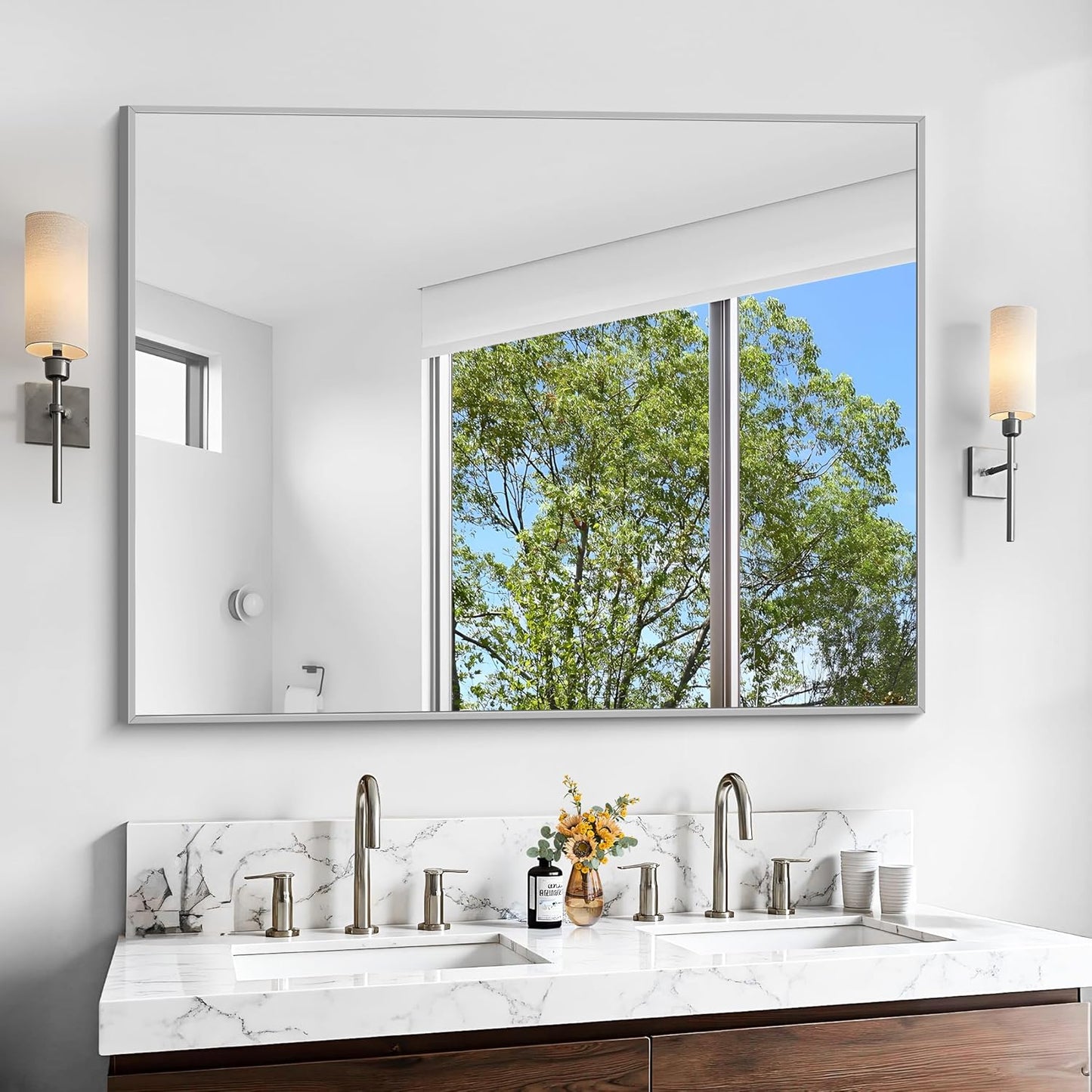KOCUUY 48x36 Large Rectangular Bathroom Mirror with Frame