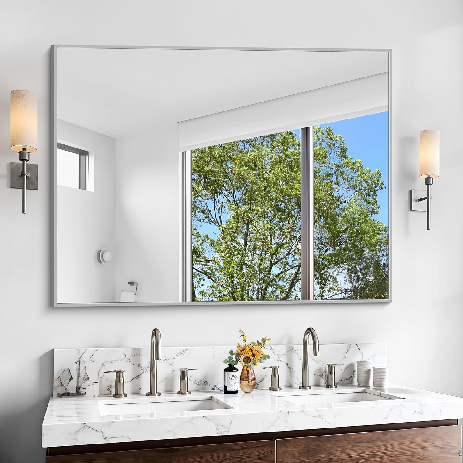 KOCUUY 48x36 Large Rectangular Bathroom Mirror with Frame