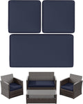 Outdoor Patio Seat Cushion Covers 3 Pack - Replacement Slipcovers Navy