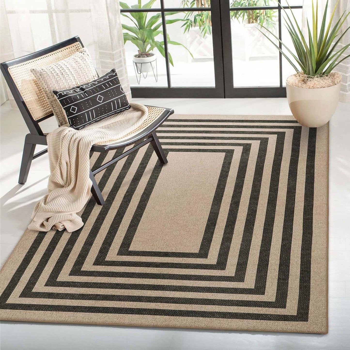 Lahome Modern Geometric Easy Jute Entryway Rug for Home Use