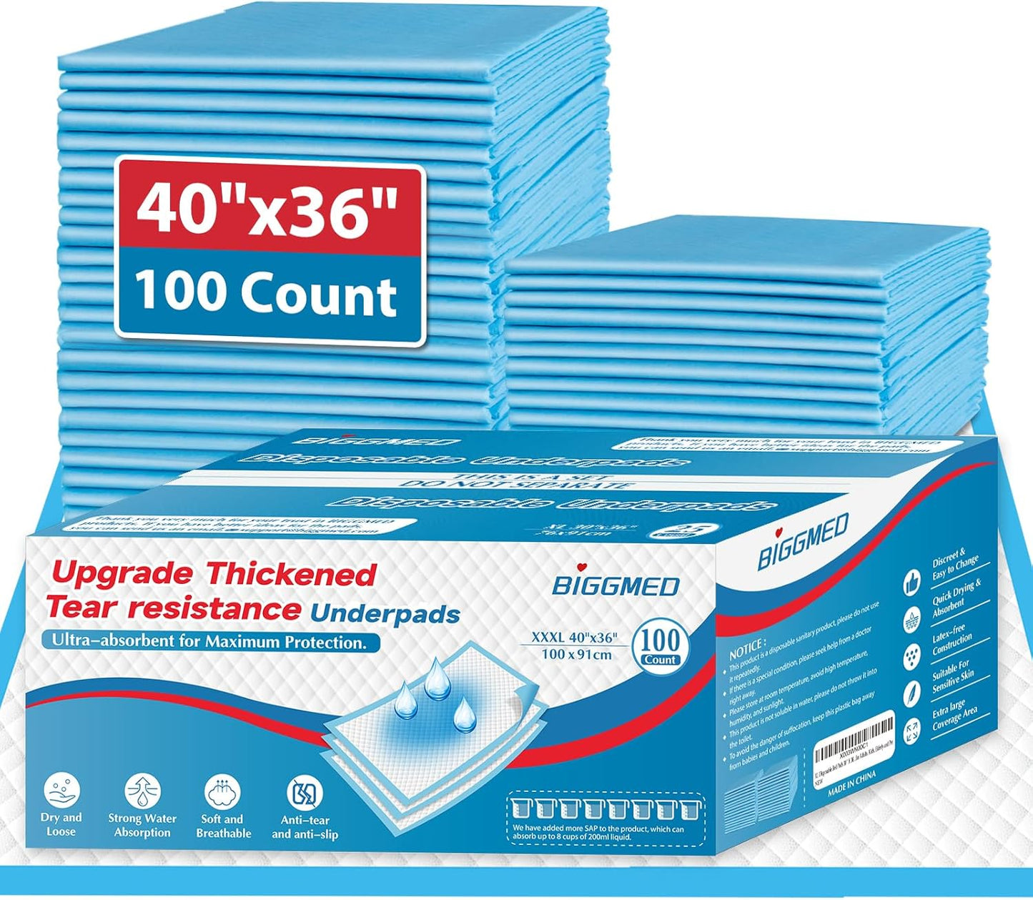 100 Count Incontinence Bed Pads for Adults, Kids & Elderly