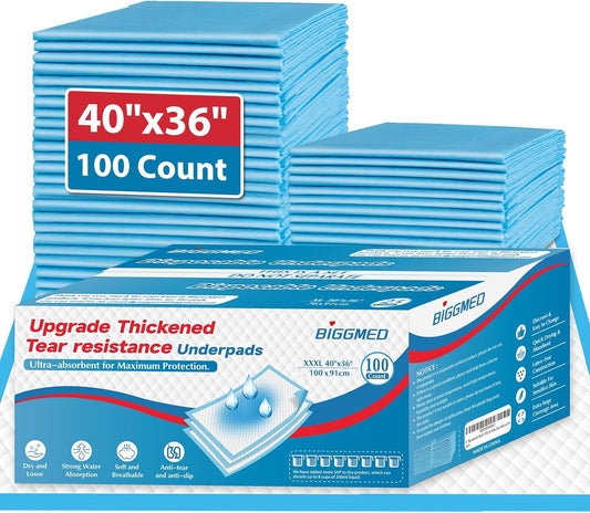 100 Count Incontinence Bed Pads for Adults, Kids & Elderly