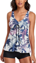 Modest Tankini Swimsuits for Women Two Piece Floral Print - Modest Fit