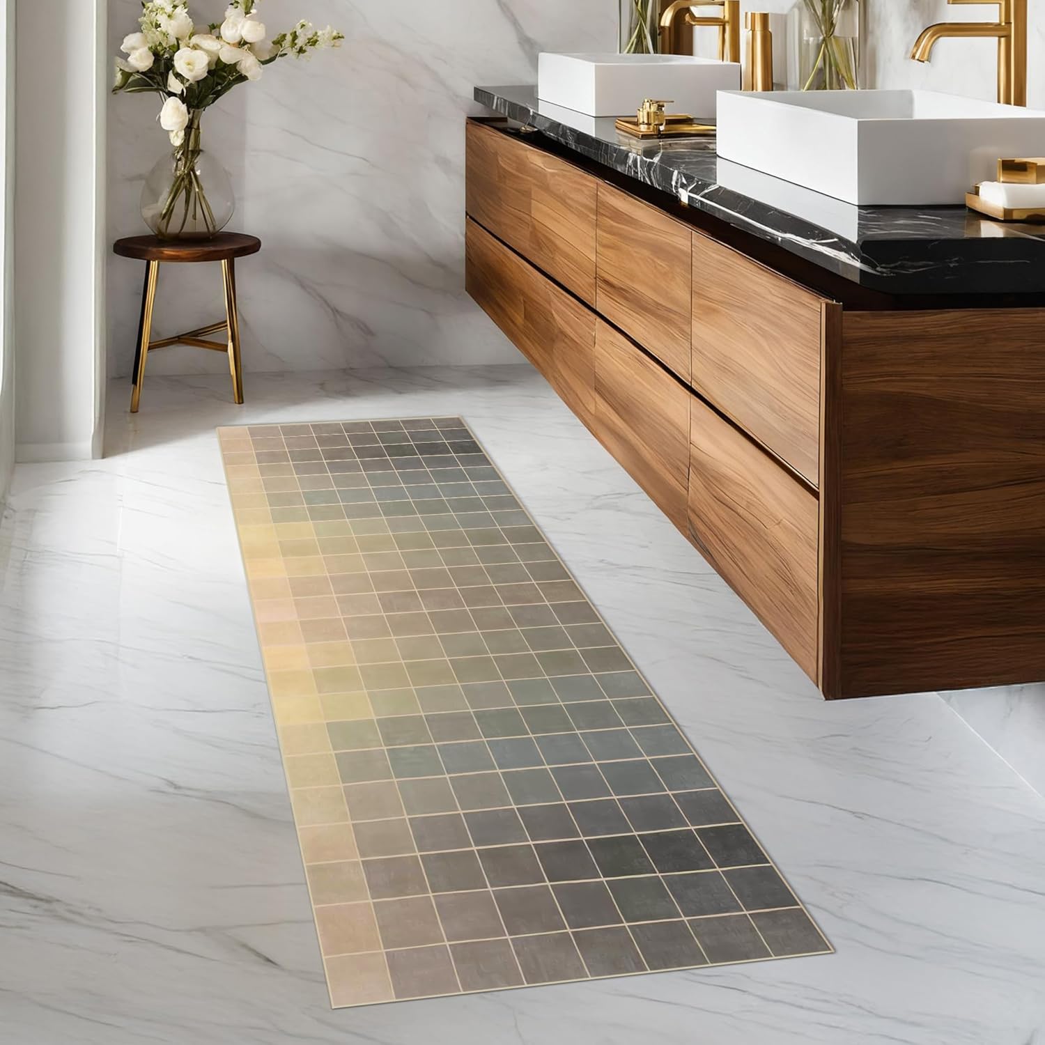 Washable Thin Modern Bathroom Runner 2x6 for Stylish Spaces