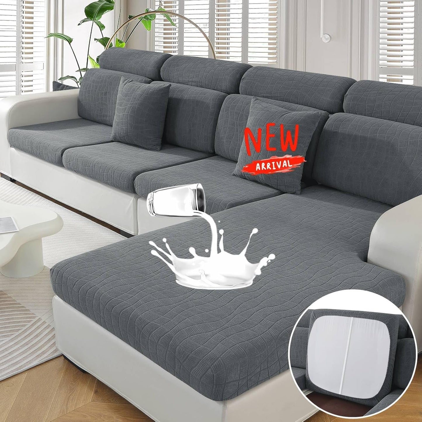 MAXIJIN Waterproof Couch Cushion Covers for Sectional Sofa