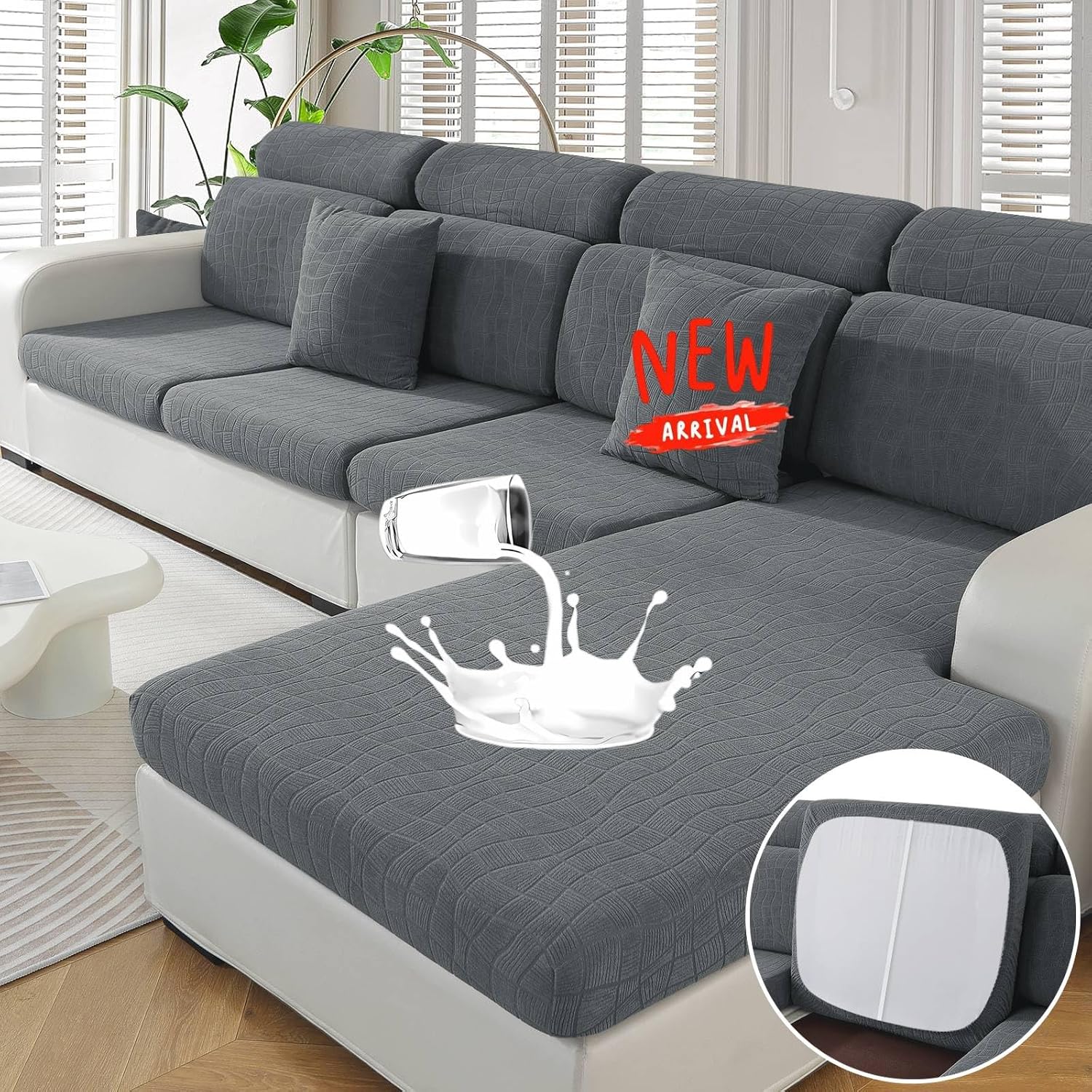MAXIJIN Waterproof Couch Cushion Covers for Sectional Sofa