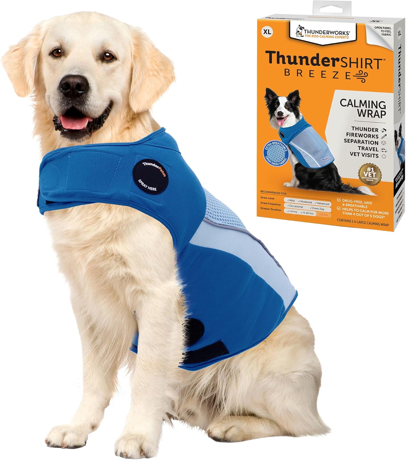 ThunderShirt Breeze for Dogs: X-Large Calming Vest for Anxiety