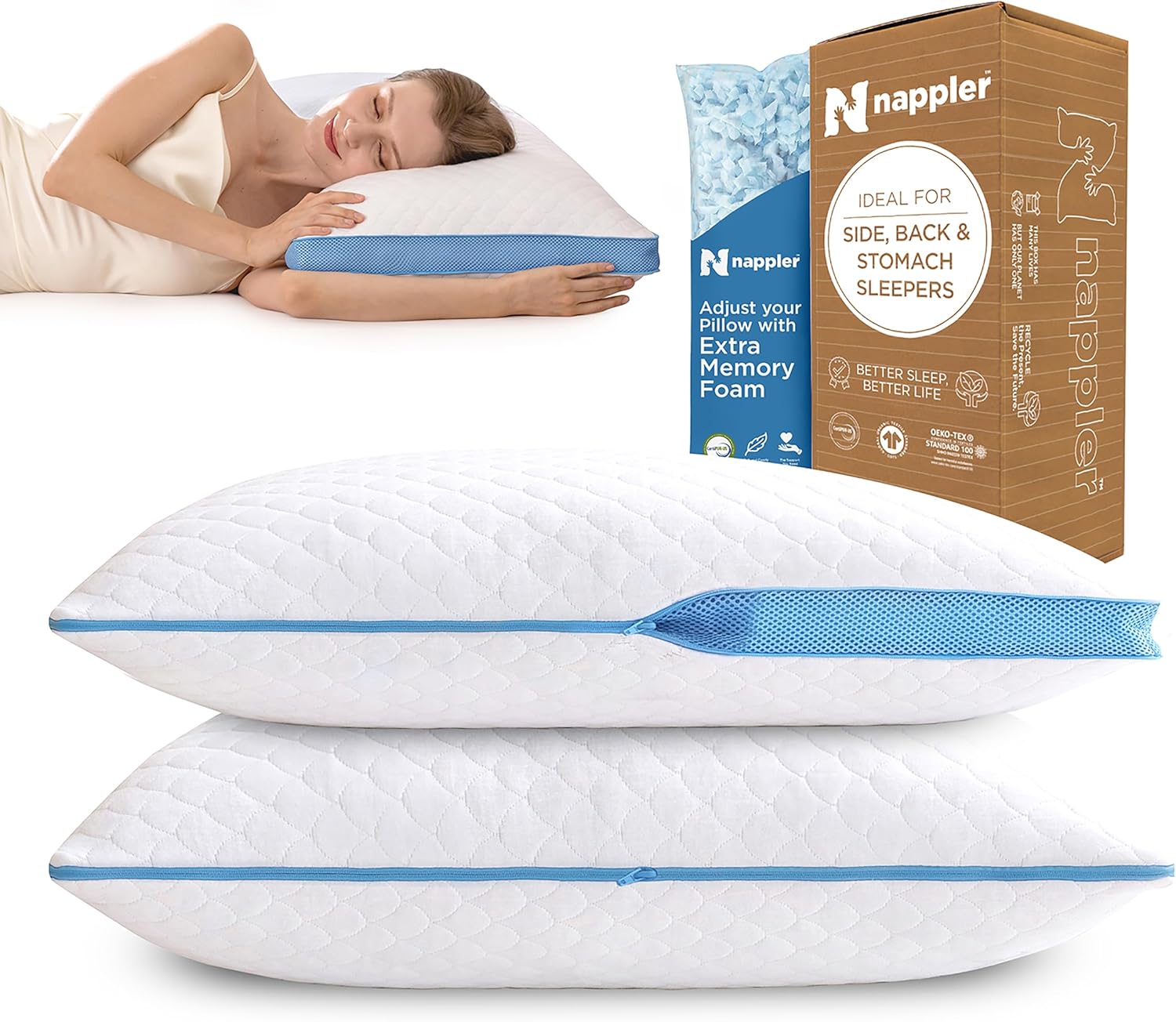 Side and Back Sleeper Pillow for Neck and Shoulder Pain Relief