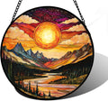 Stained Glass Window Hanging Dusk Sunset Landscape - Colorful Sun