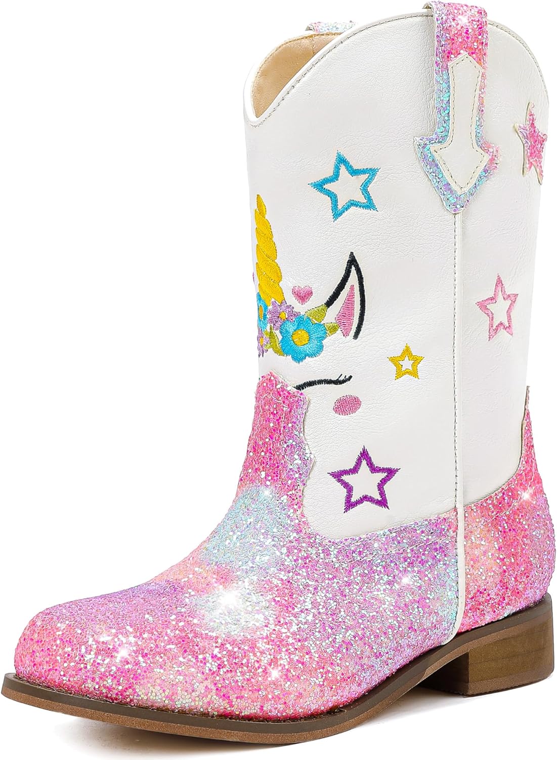 Motasha Unicorn Girls Cowgirl Boots for Toddler & Kids
